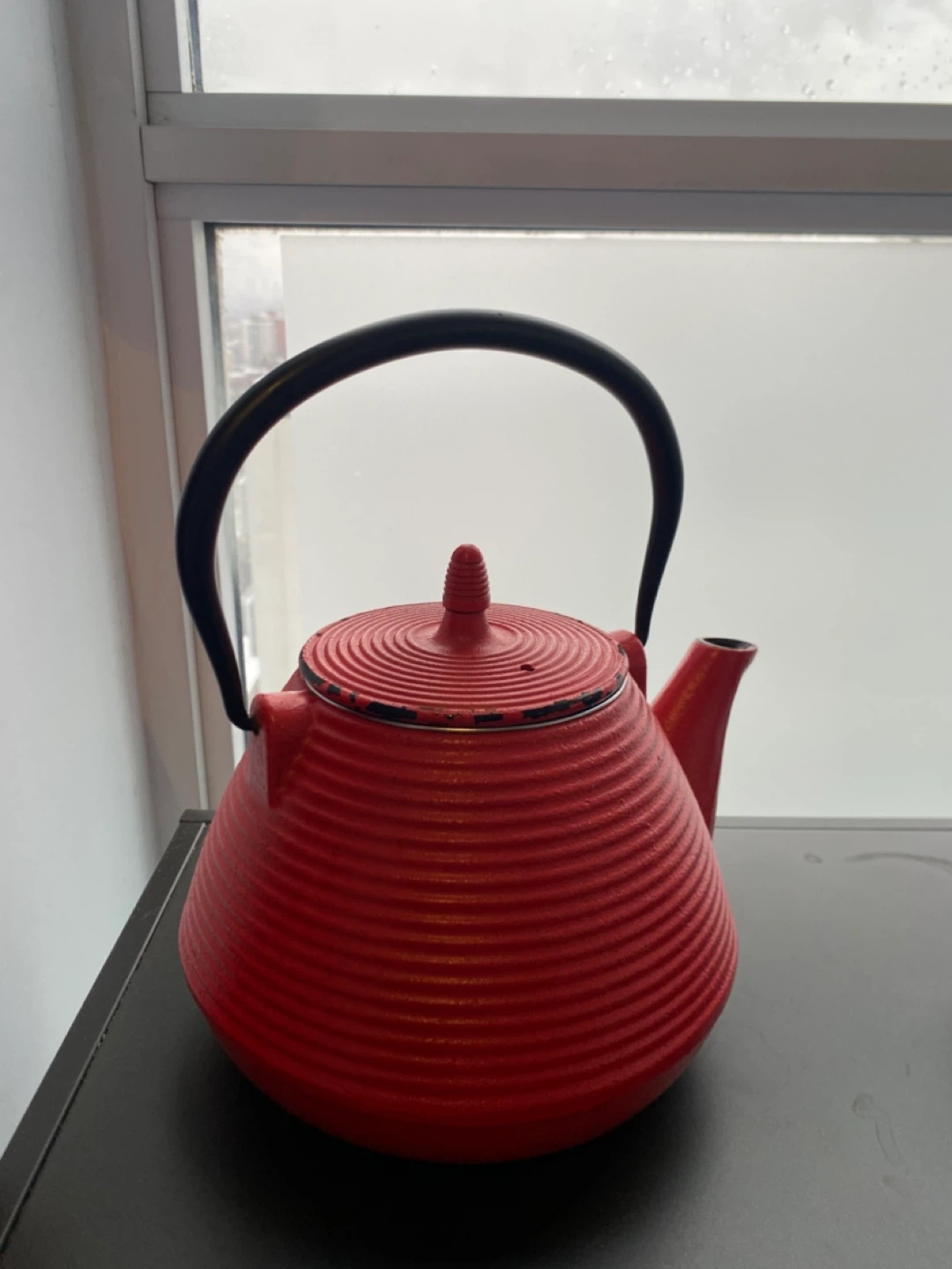 Red Cast Iron Teapot