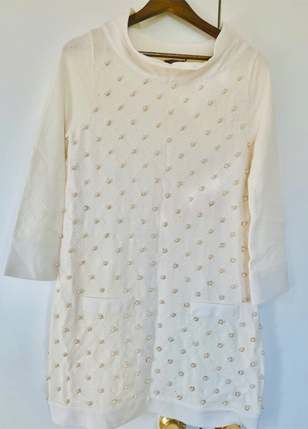 White Pearl Embellished Dress