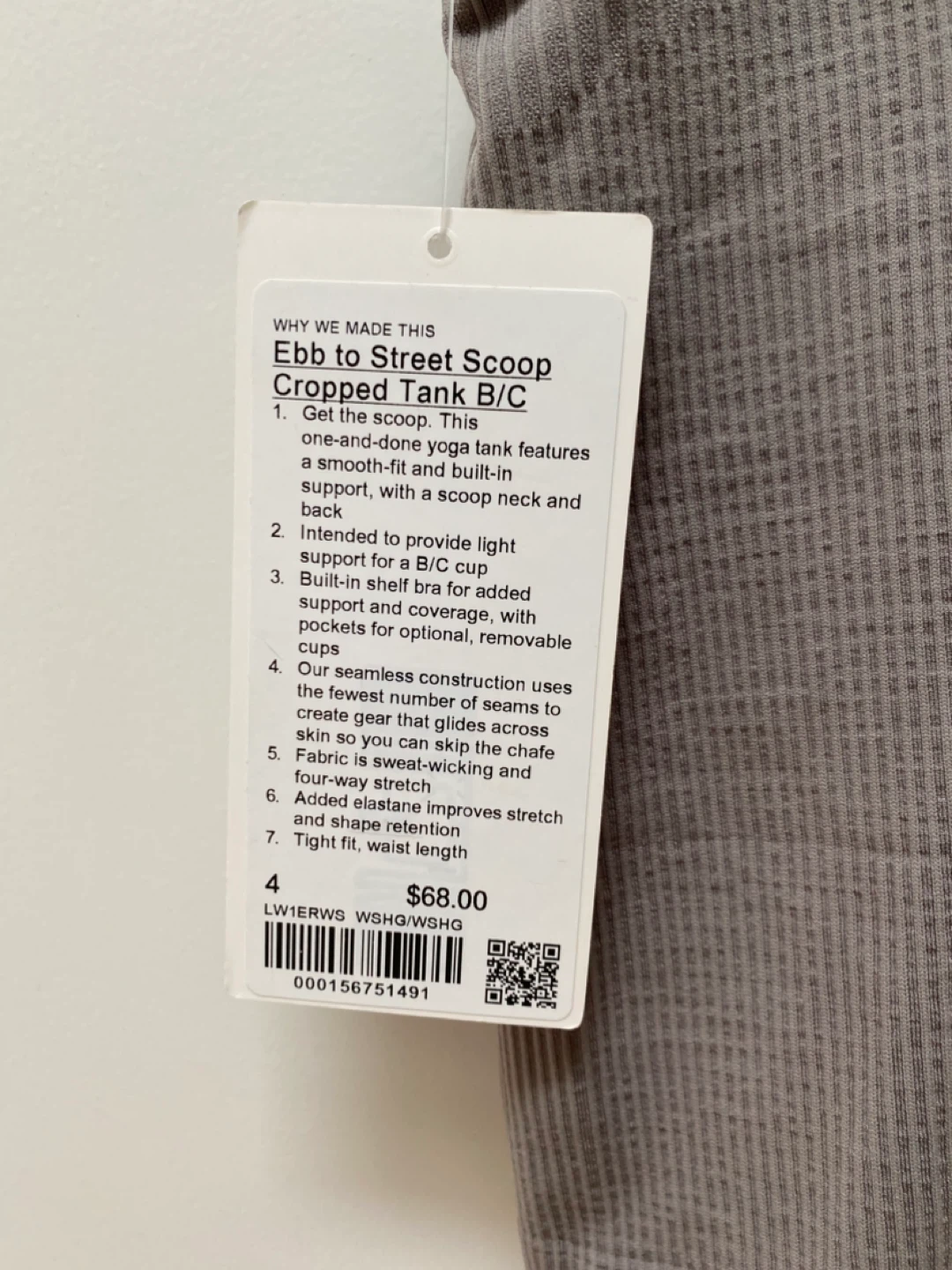 Lululemon Ebb to Street Cropped Tank - Size 4 - Brand new! - photo 3