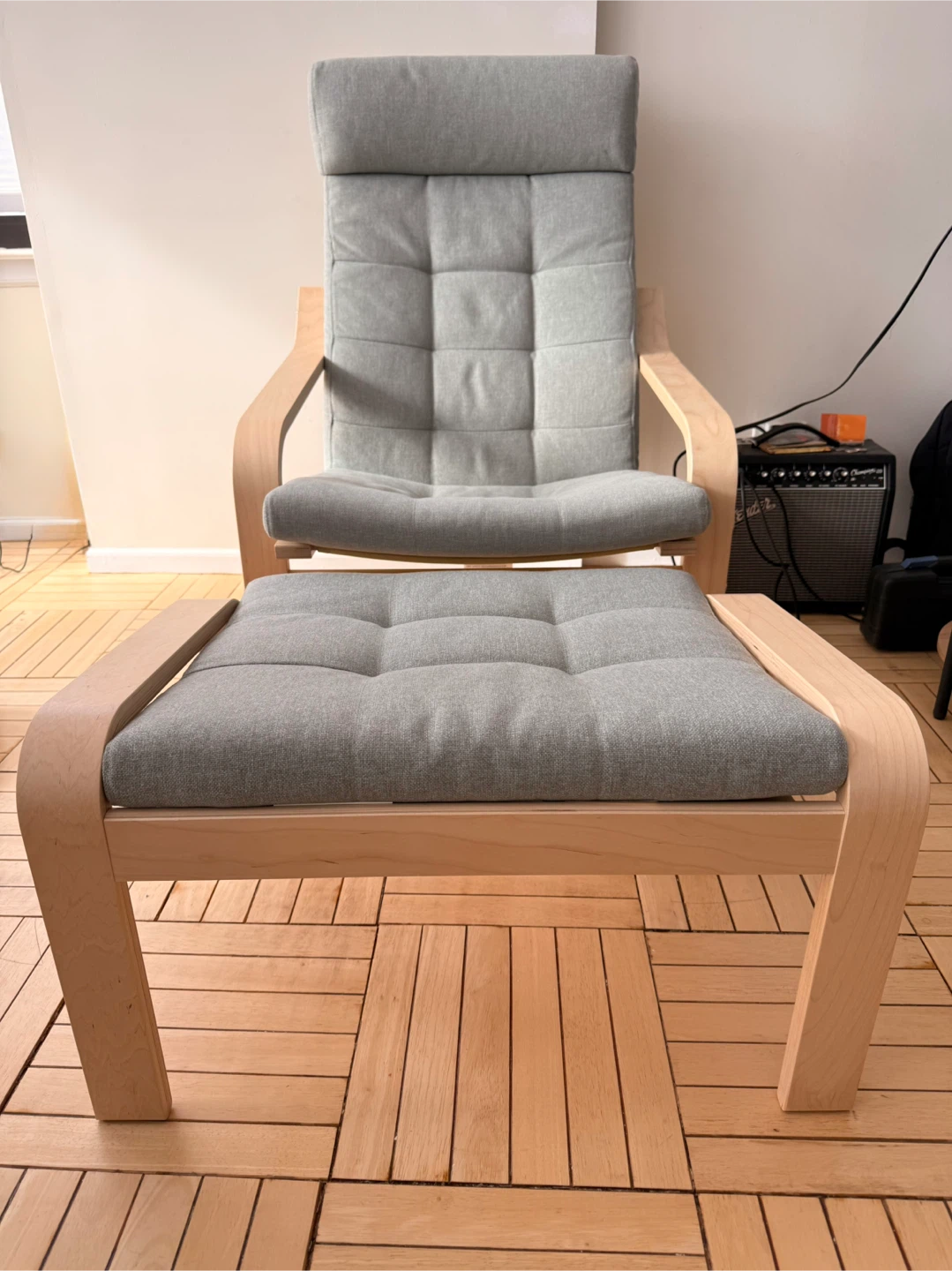IKEA Poang Chair & Ottoman - Light Gray - photo 2