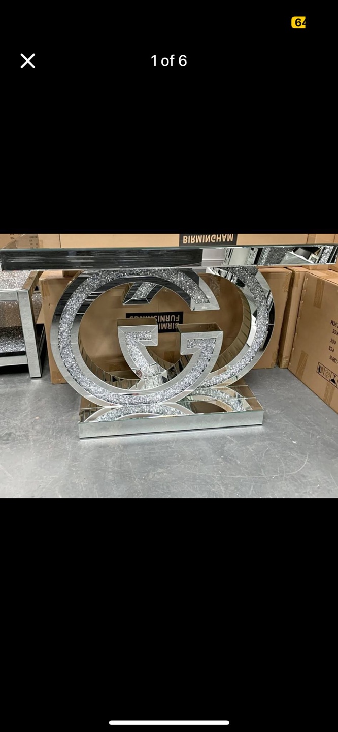 Gucci Inspired Mirrored Console Table little damage