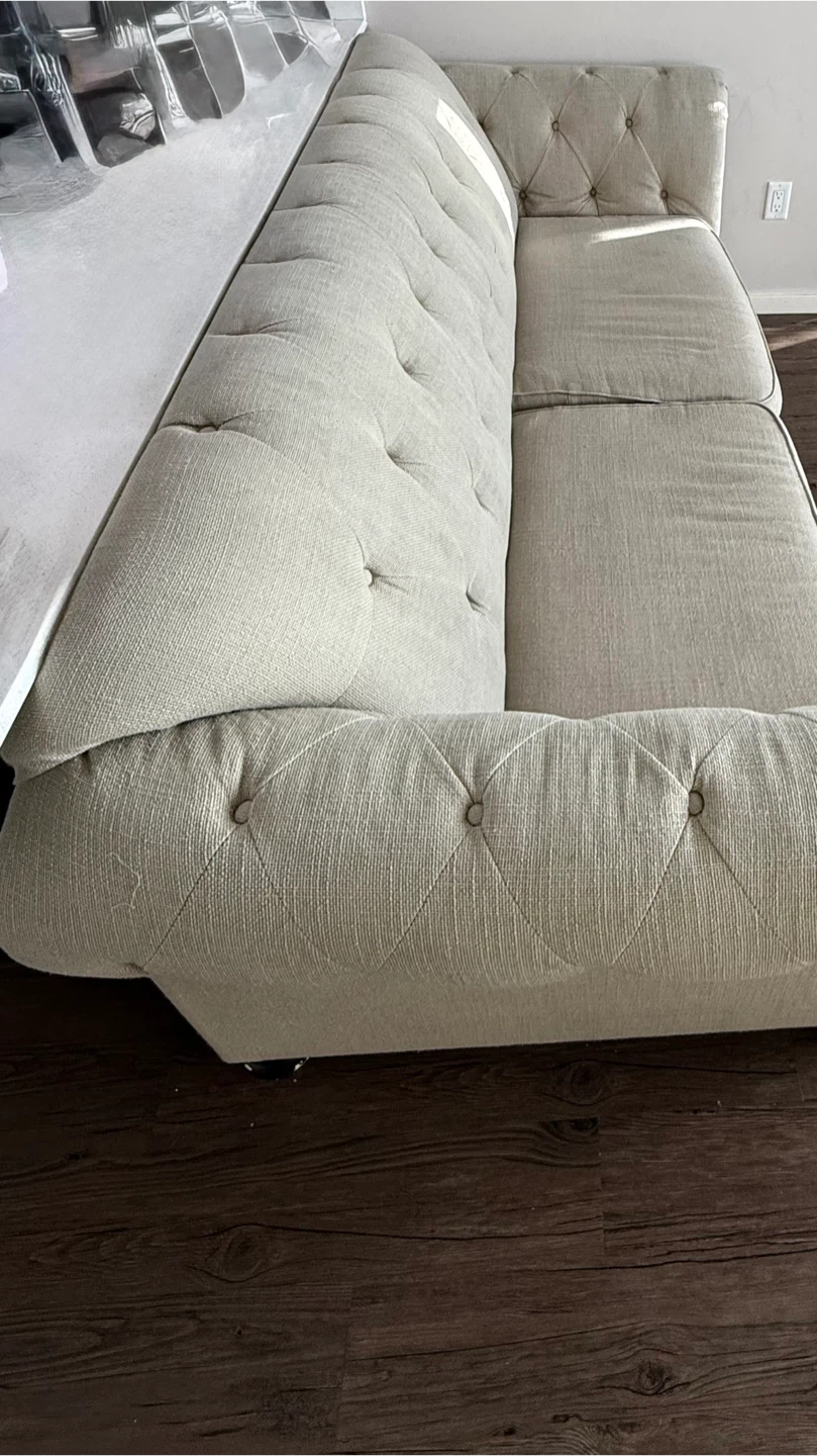 Tufted Loveseat Sofa - Neutral Colour - photo 2