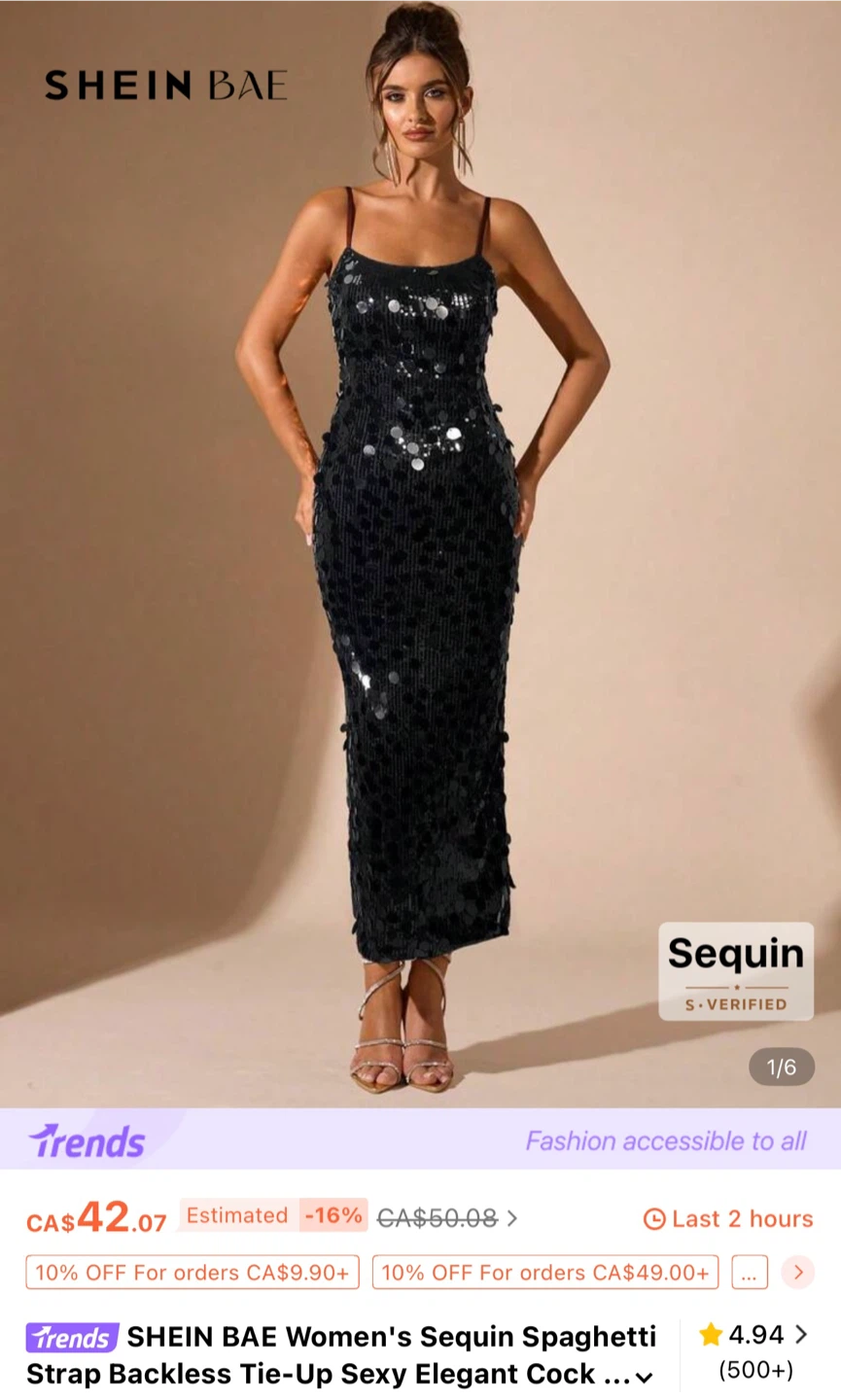 Sequin Spaghetti Strap Dress