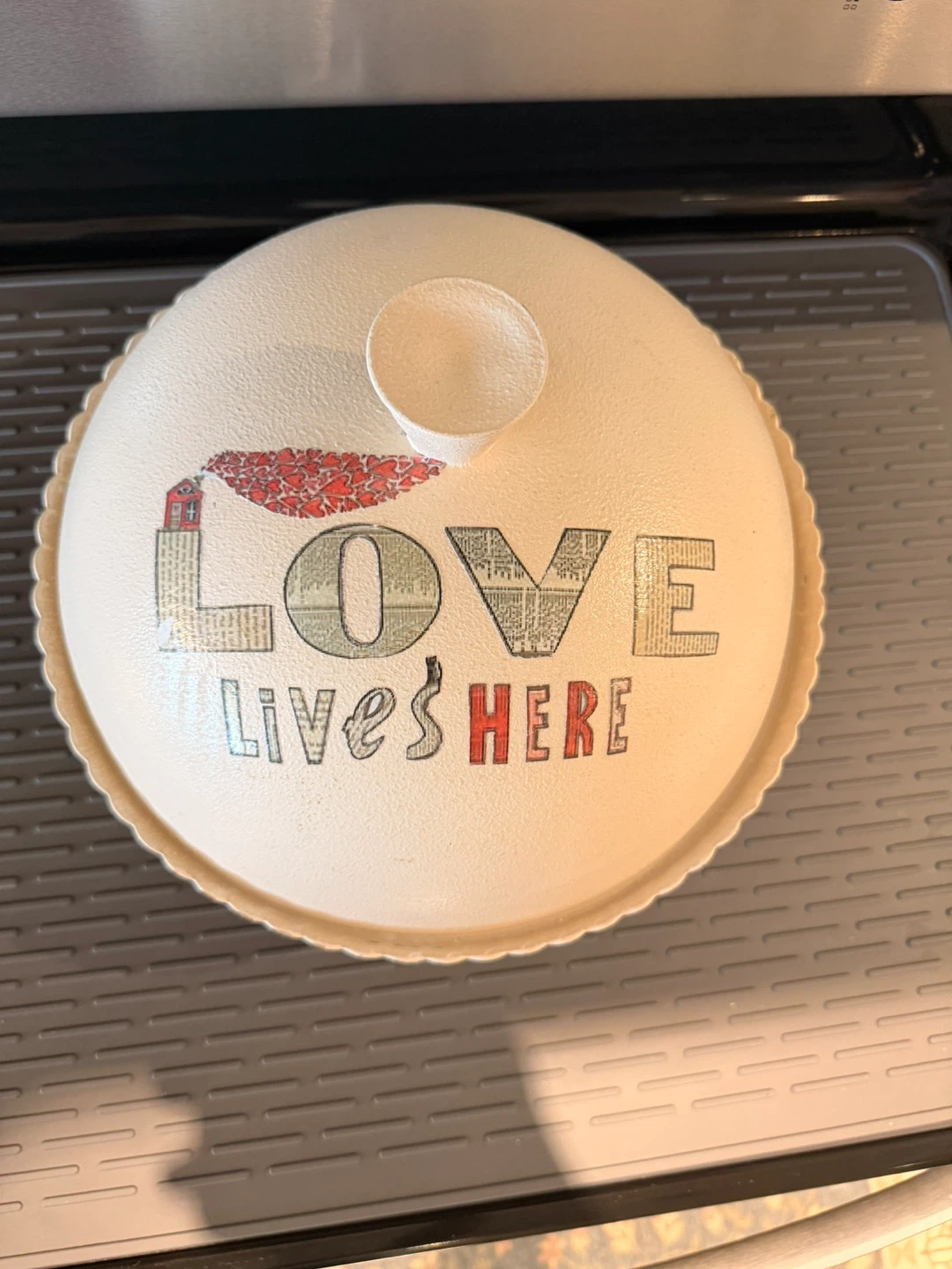 Hand made Cake Stand with Lid - 'Love Lives Here' - photo 2