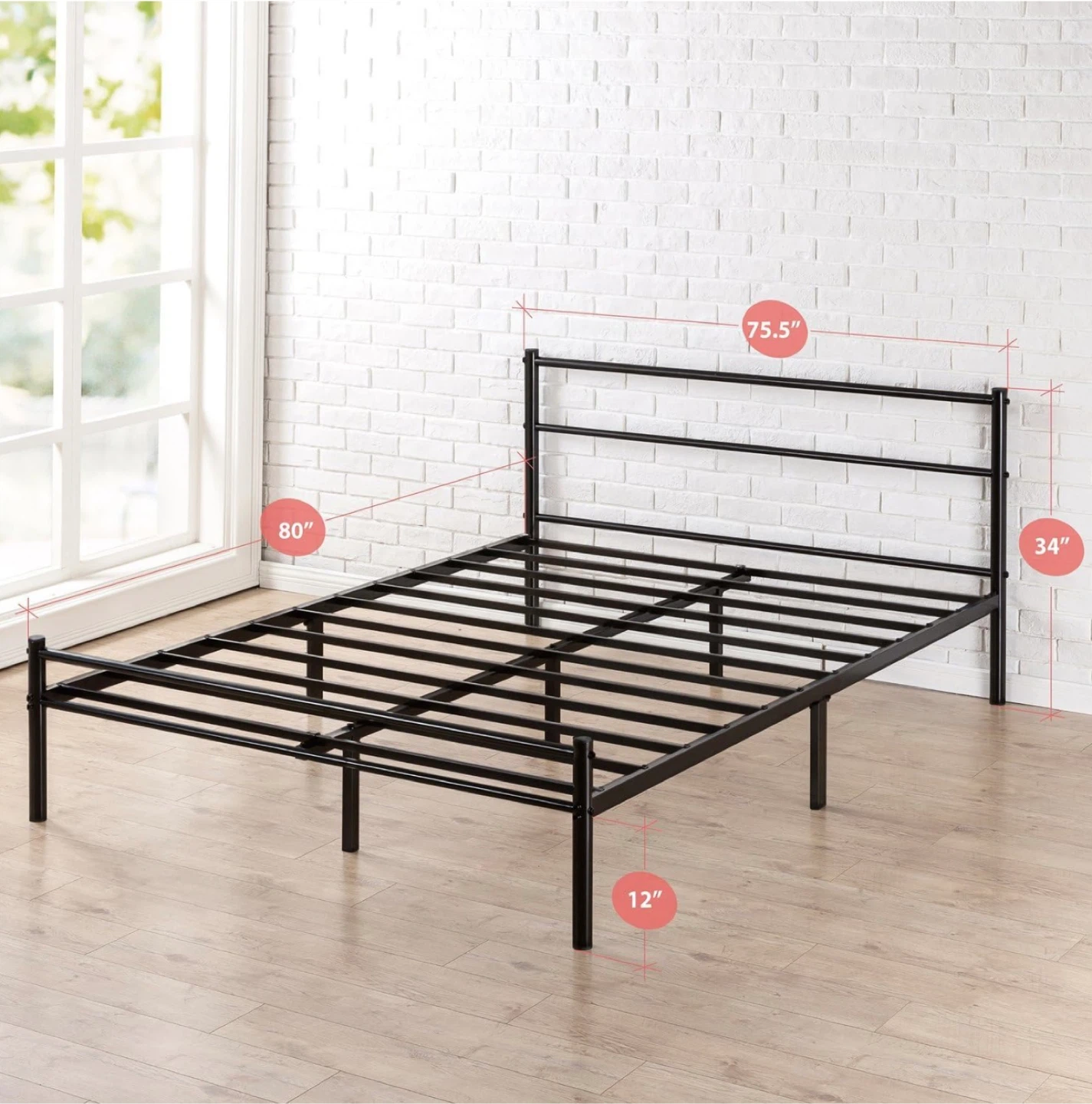 Black Metal Bed Frame - King Size - Zinus
