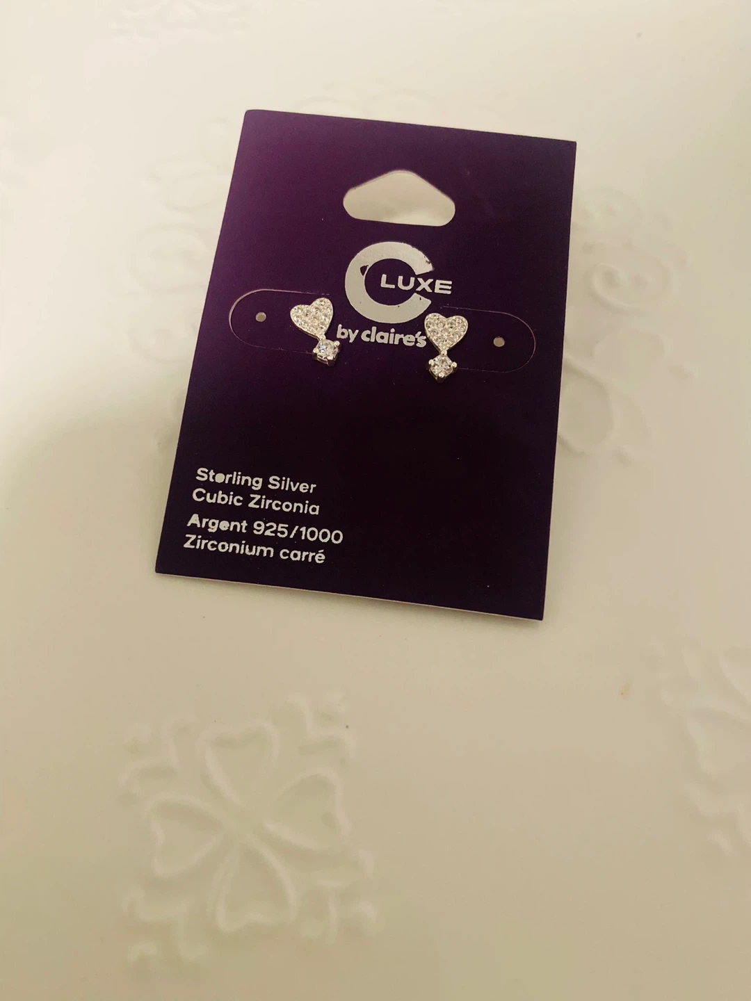 New (Unused) Luxe by Claire's Sterling Silver Heart Earrings