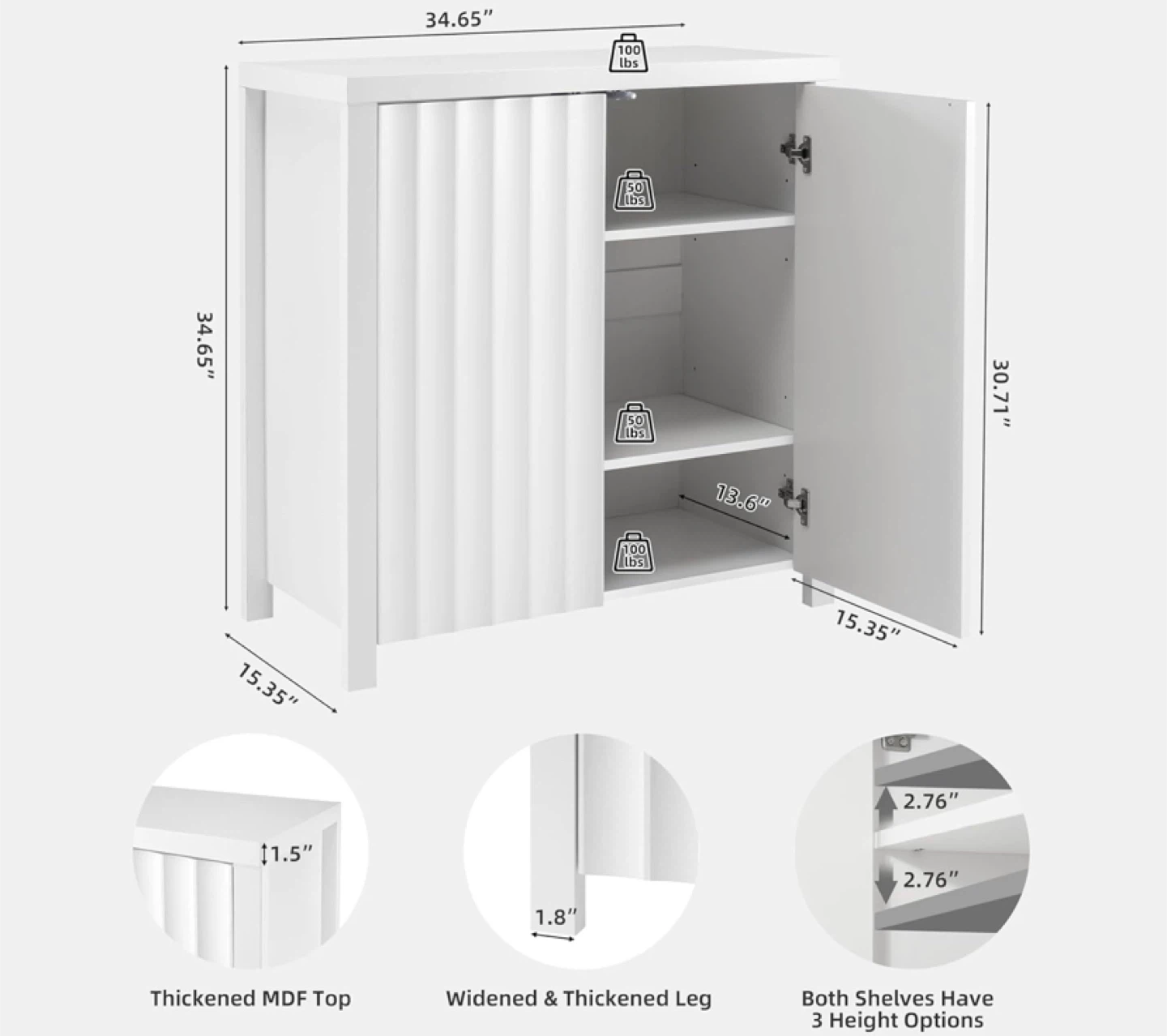 White Accent Cabinet with Doors - photo 2