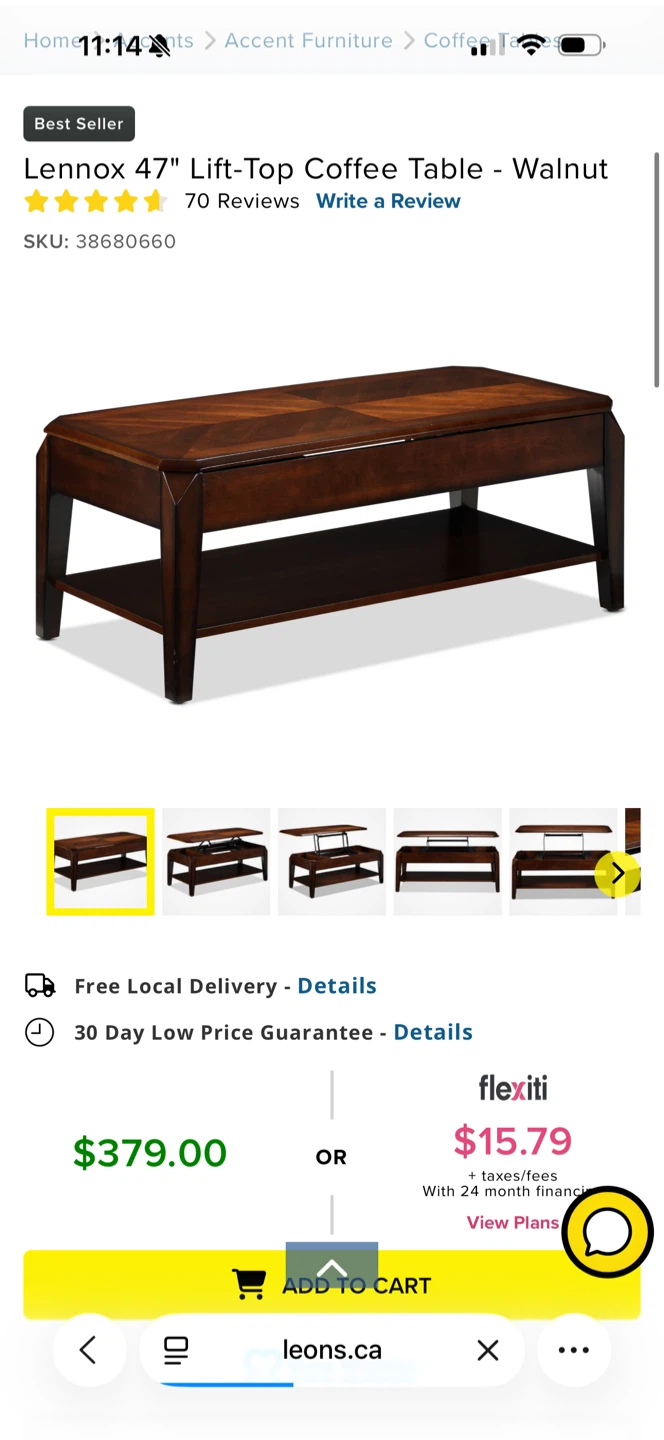 Wooden Lift-Top Coffee Table