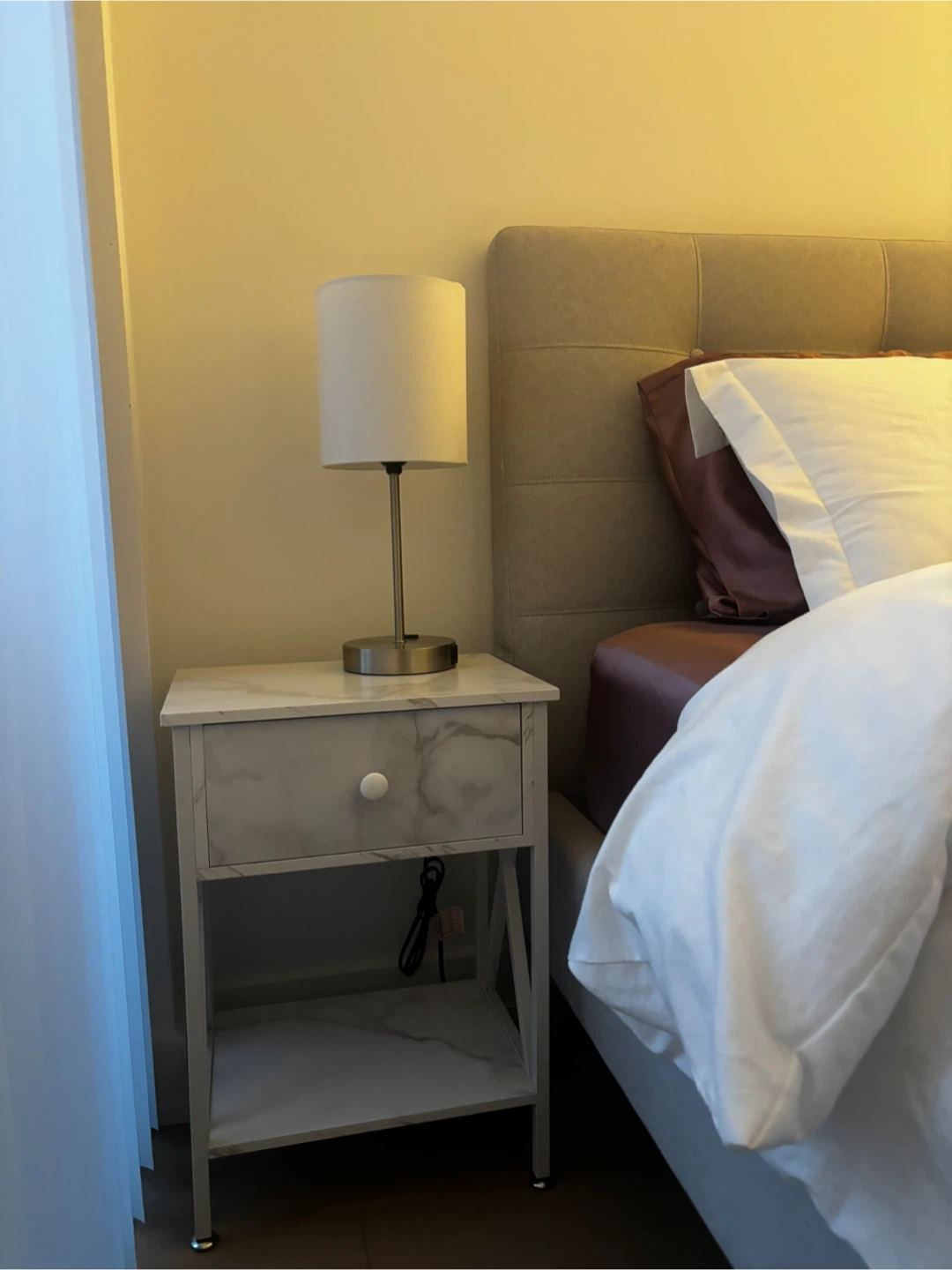 (x2) Marble-Look Nightstands