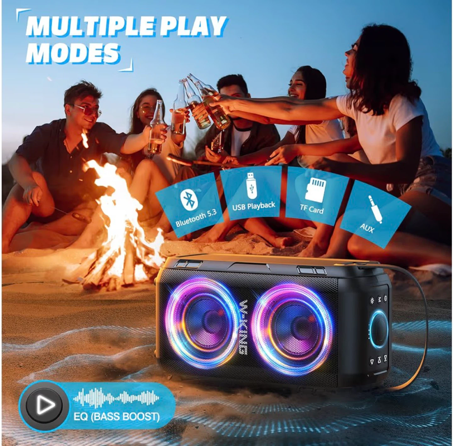 W-KING Portable Party Speaker - Bluetooth, USB, TF Card, AUX - photo 4