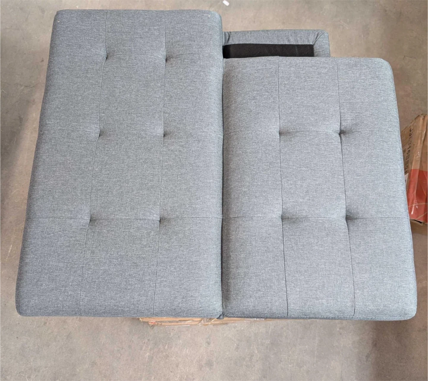 Grey Futon Sofa Bed with Cup Holders - photo 2