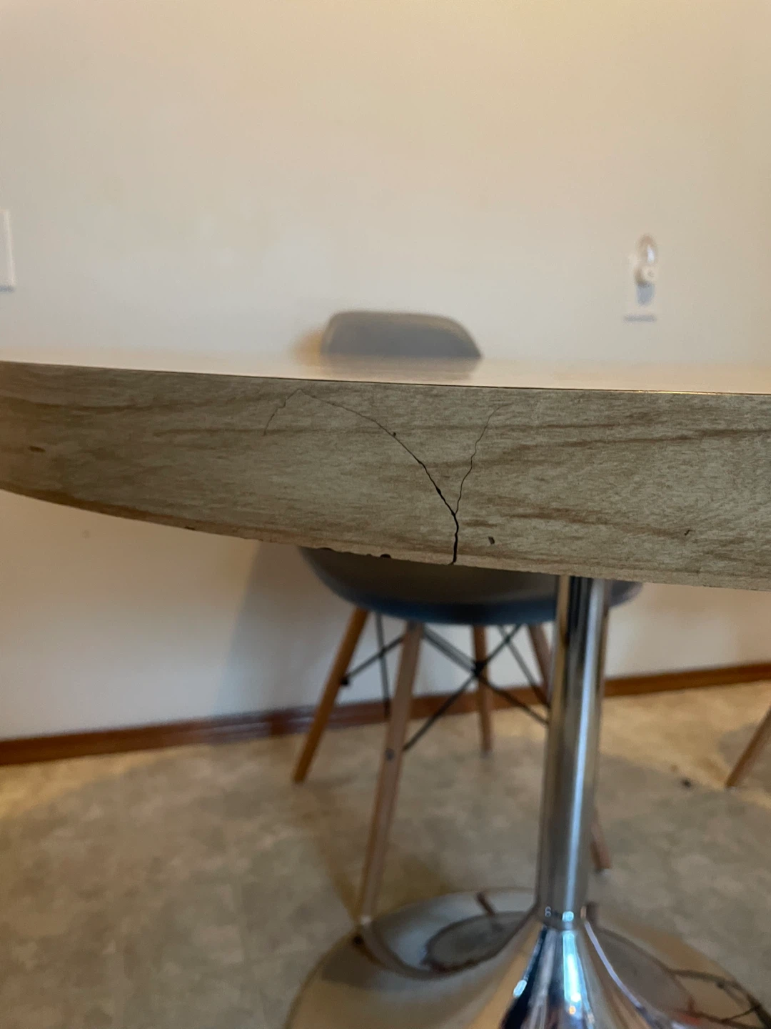 Round Wooden Dining Table with 4 Gray Chairs - photo 5
