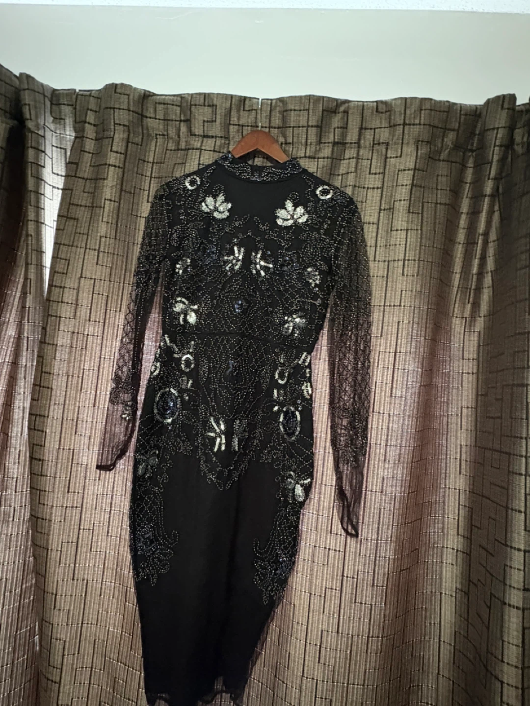Black beaded long sleeve dress - photo 2