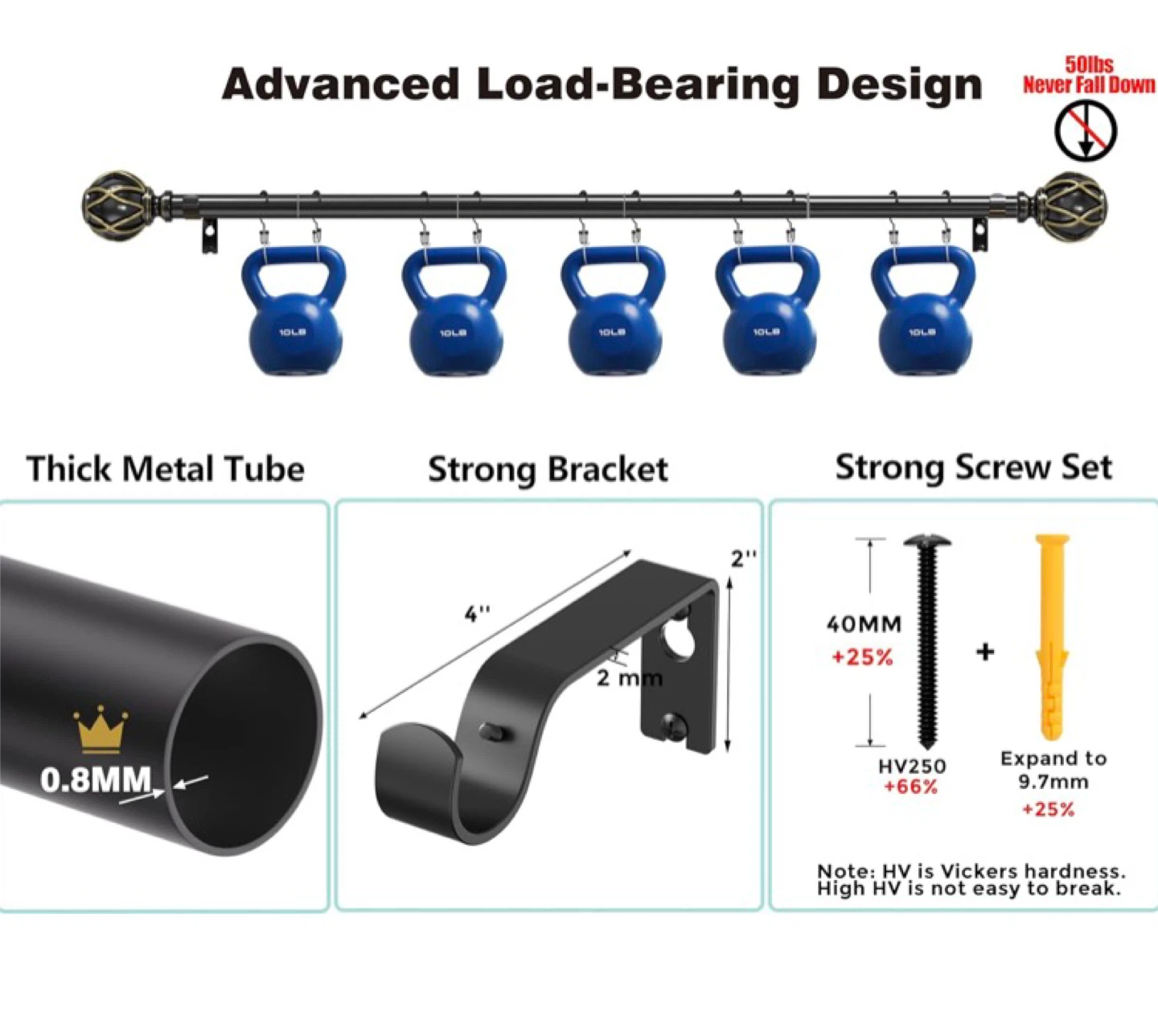 Beautihause Decorative Curtain Rod - photo 3