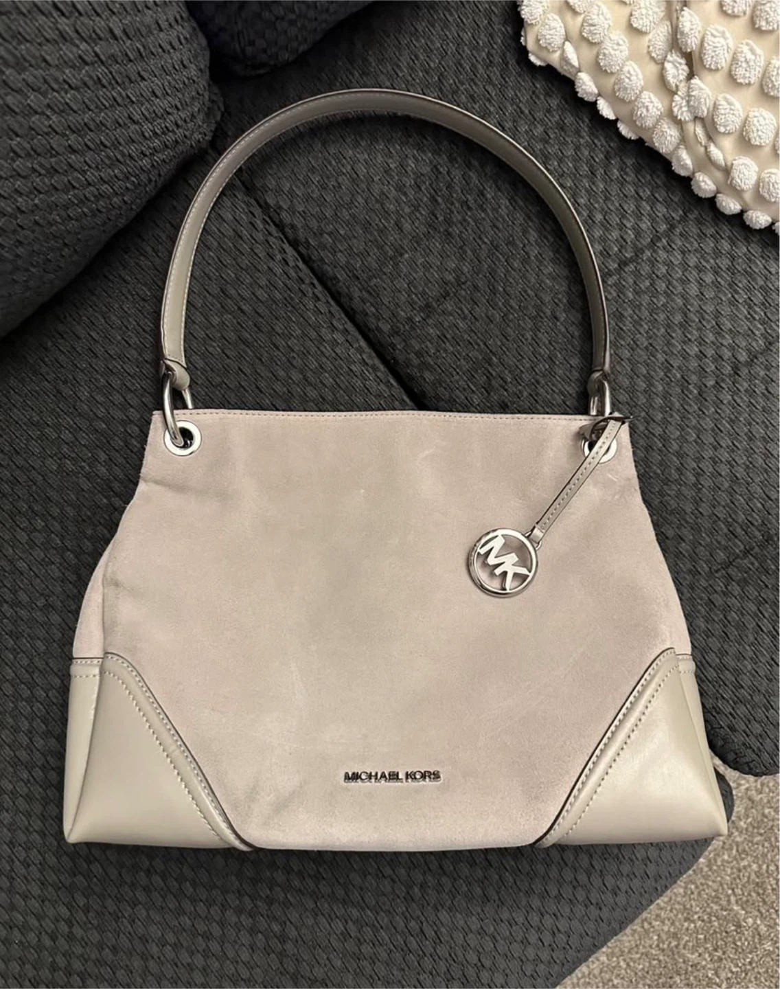 Michael Kors Grey Leather Shoulder Bag