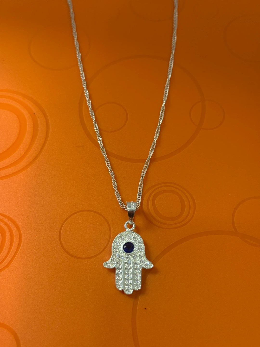 Hamsa Hand Necklace, Silver - photo 3