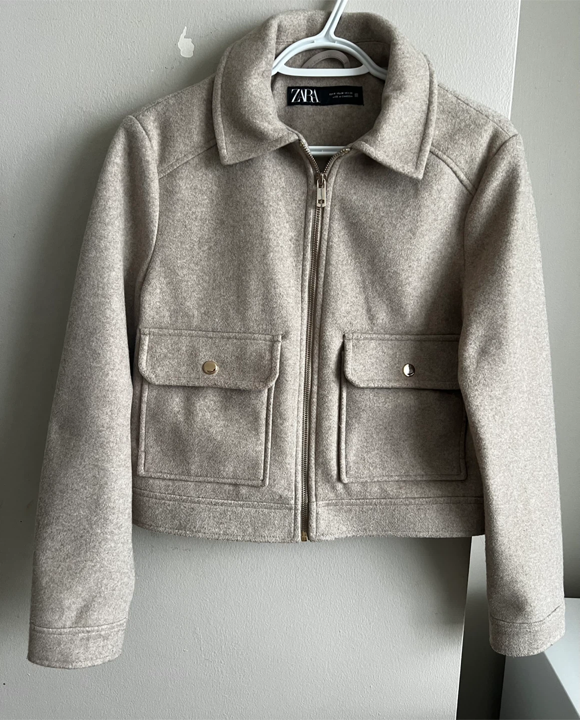 Zara Wool Blend Beige Jacket ( Size : M)