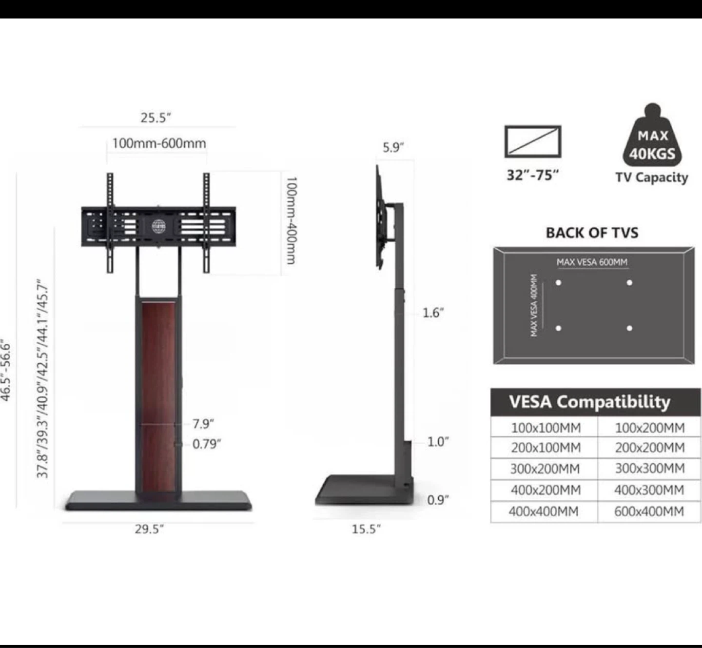 TV Stand for 32-75" TVs, Swivel ± 20° - photo 4