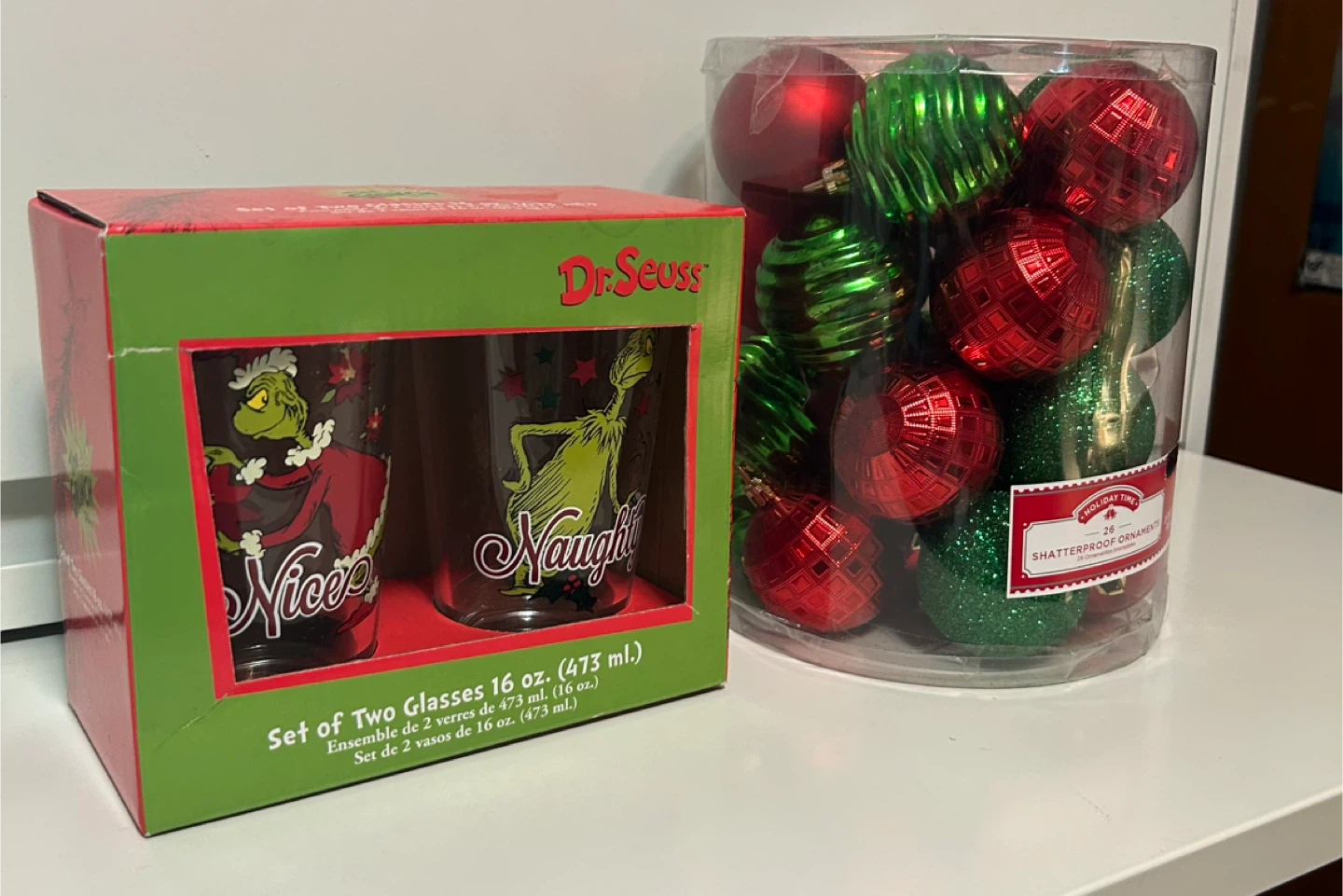 Dr. Seuss Grinch Glasses & Holiday Time Ornaments - photo 3