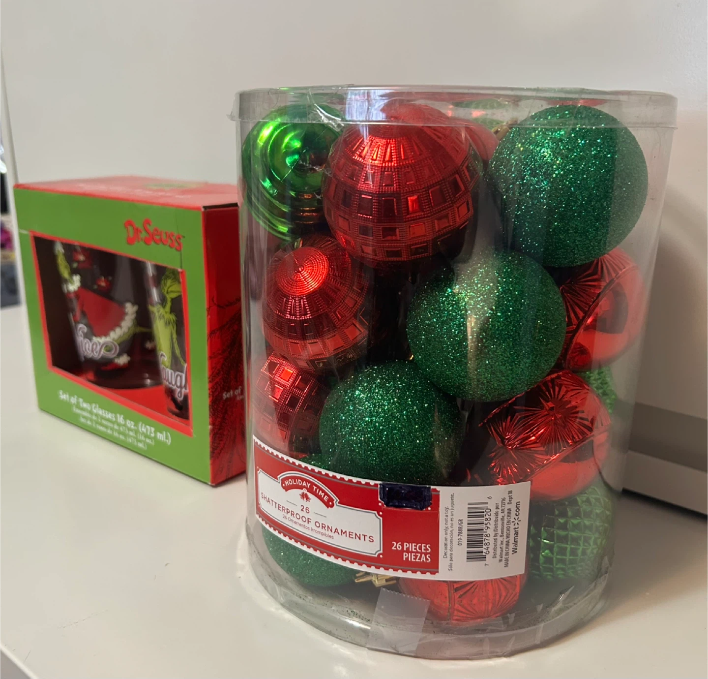 Dr. Seuss Grinch Glasses & Holiday Time Ornaments - photo 2