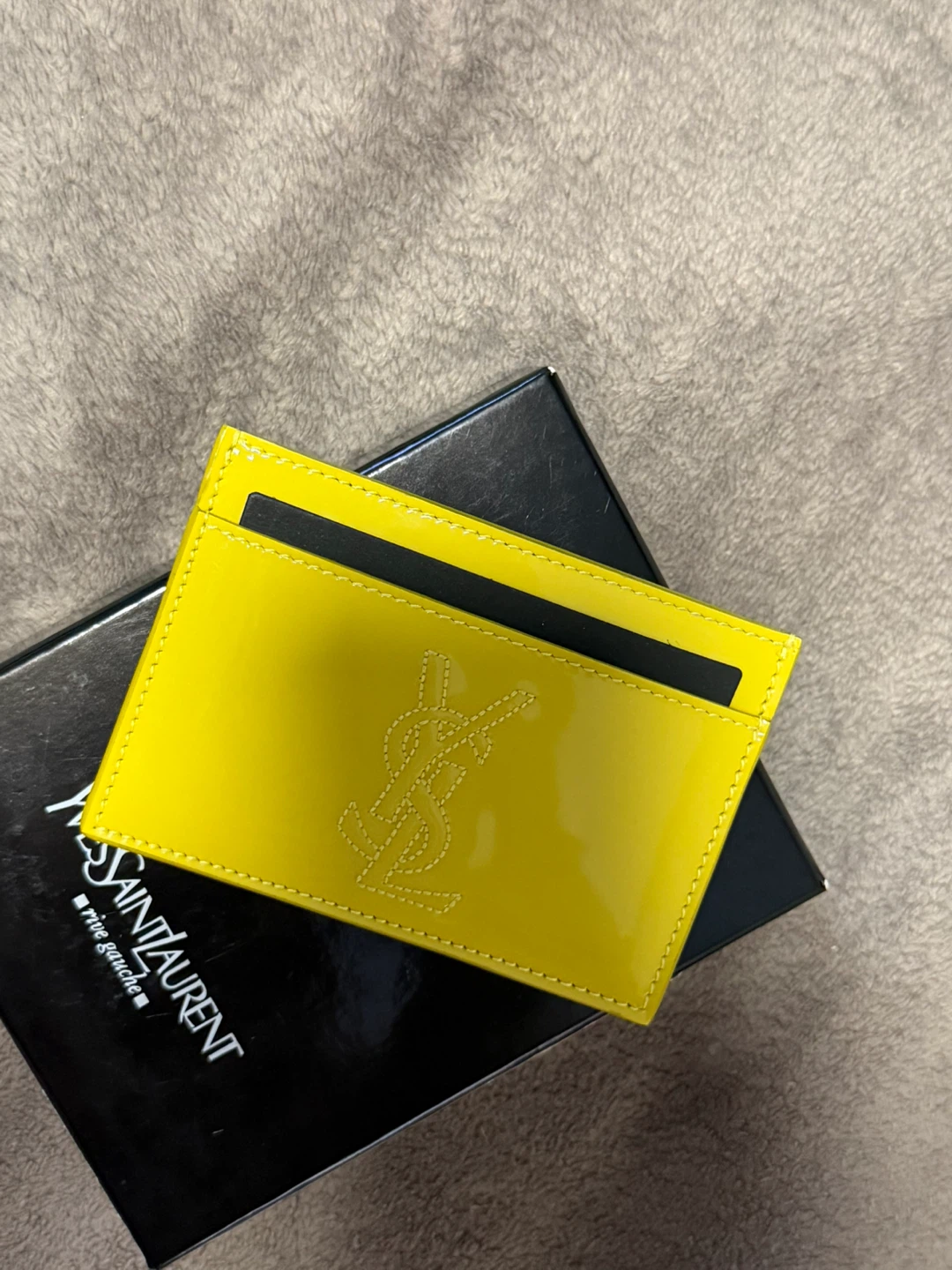 Saint Laurent YSL Belle De Jour Card Case Patent Citron - photo 3