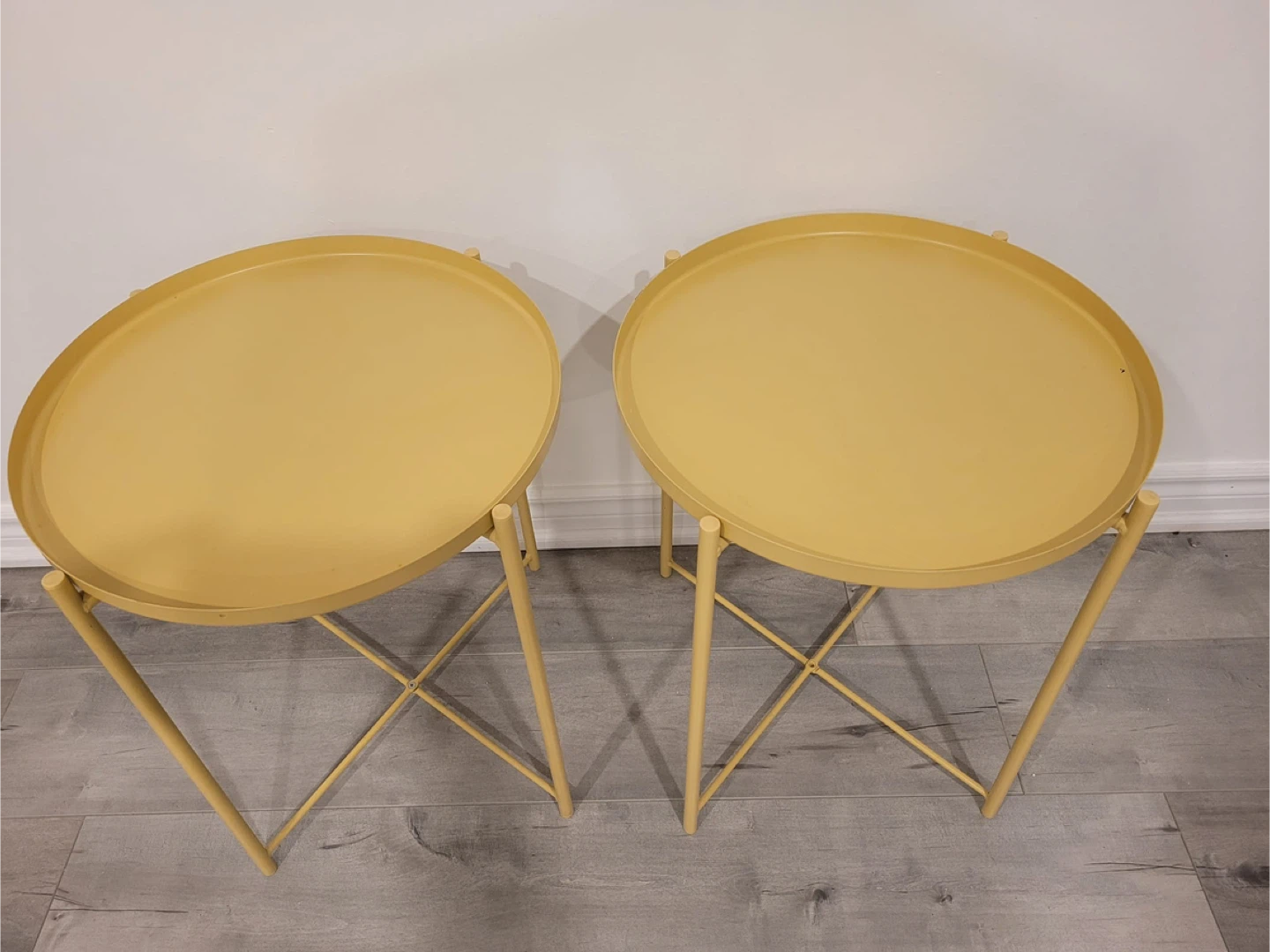 Yellow Metal Ikea Side Tables - Set of 2