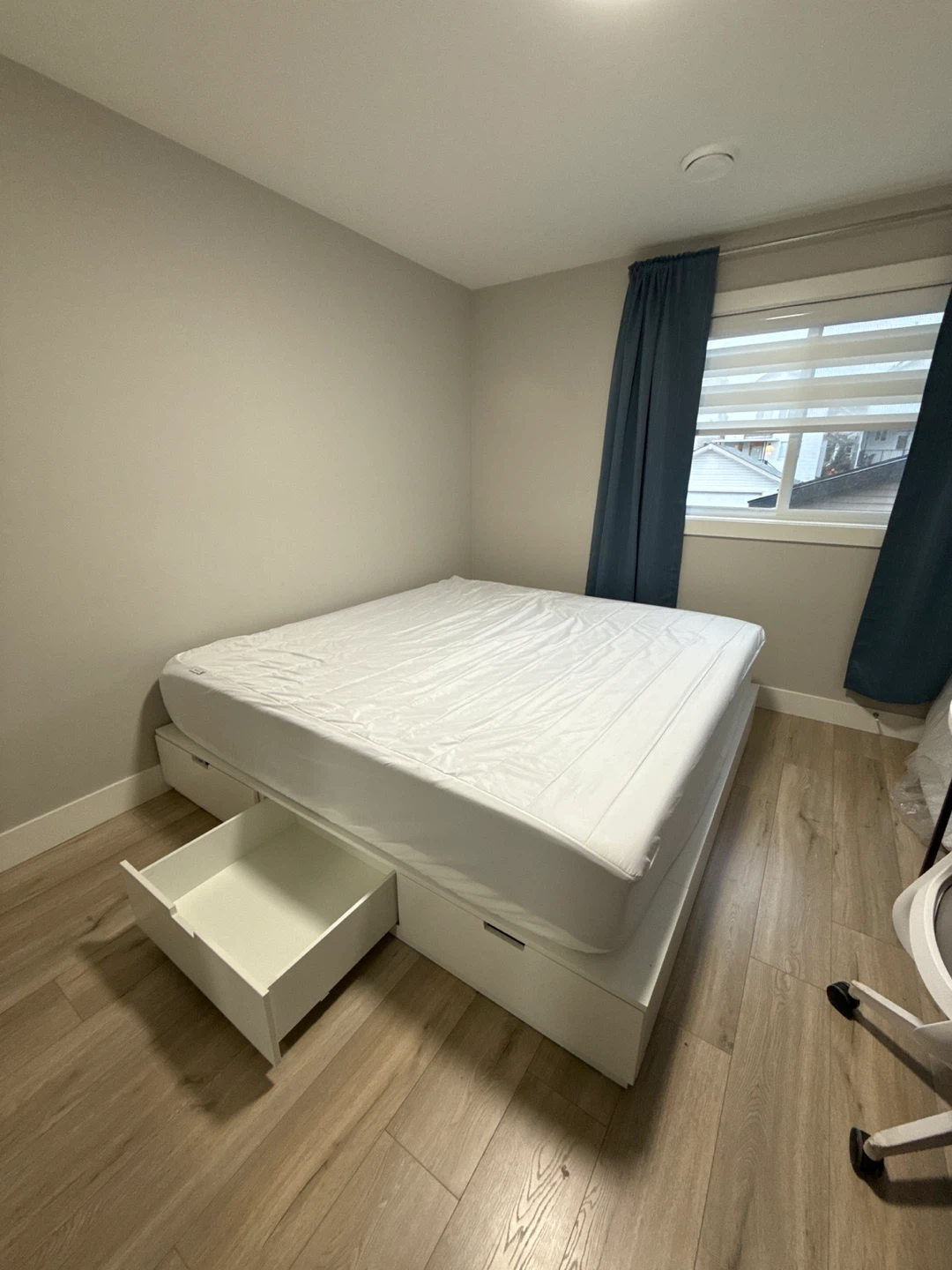 IKEA Nordli White Bed Frame (King) with Storage Drawers