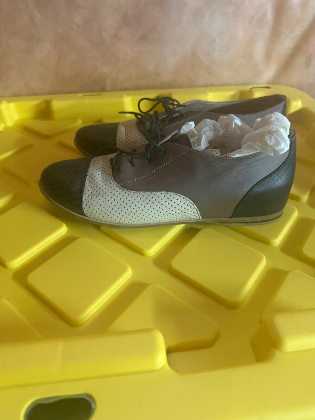 Brown & Cream Leather Oxford Shoes