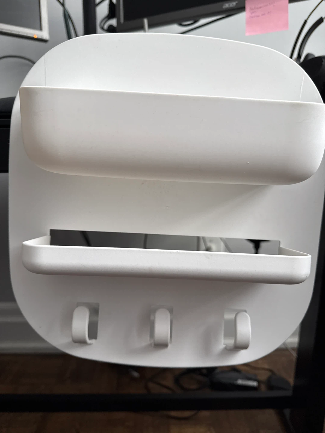 Magnetic White Desk Organizer with Hooks