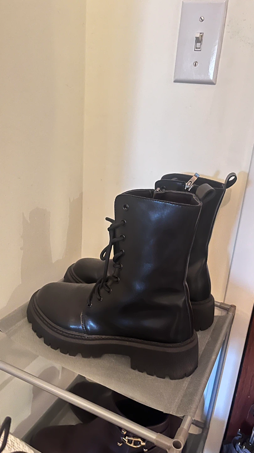 Black Combat Boots, Size38 - photo 2