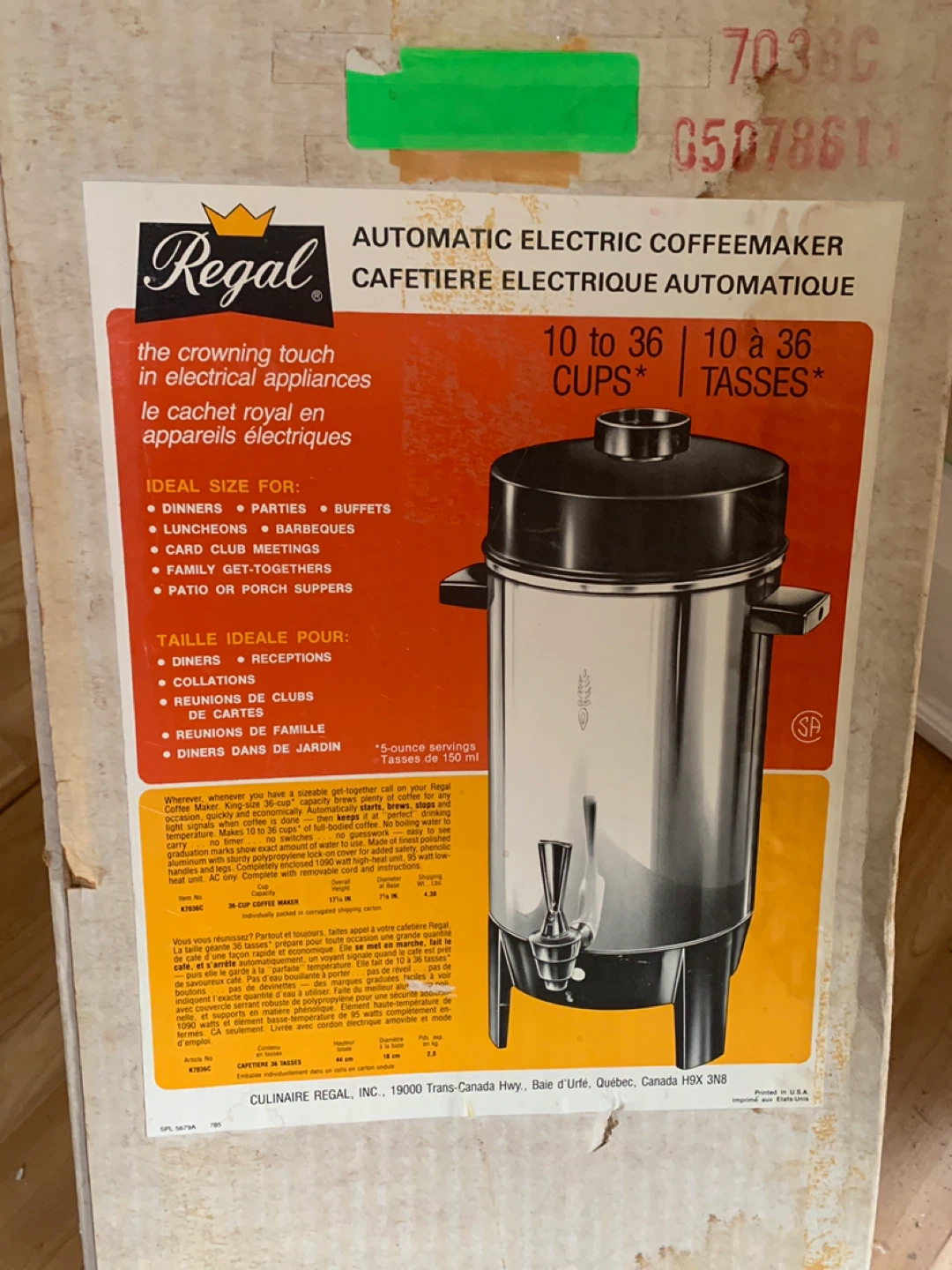 Regal Automatic Electric Coffeemaker - 10 to 36 Cups - photo 2