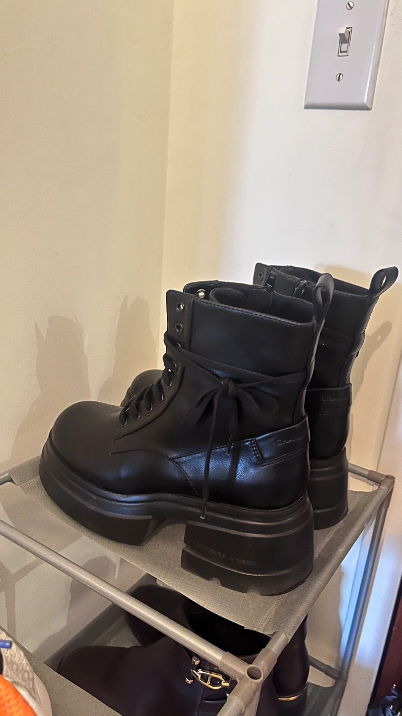 Charles & Keith Black Platform Boots, Size 38