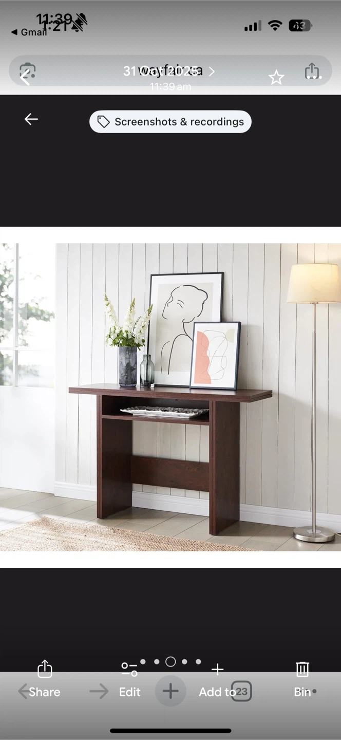 Console Table - Dark Wood Finish