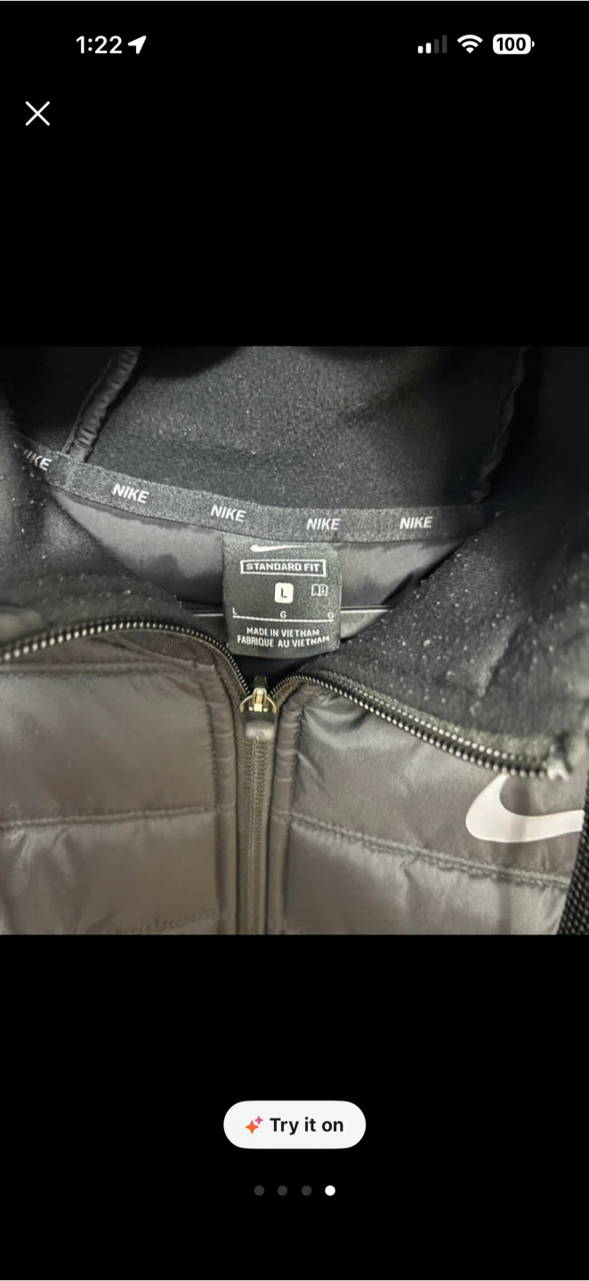 Nike Standard Fit Black Puffer Vest - Size L - photo 3