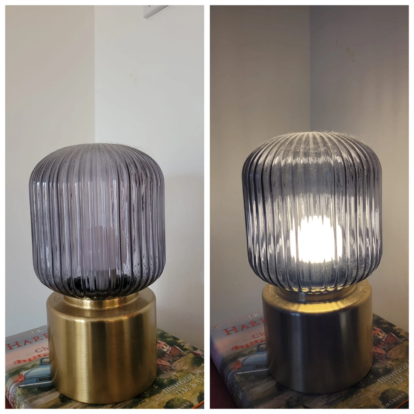 Stylish IKEA Ribbed Glass Table Lamp - bulb included