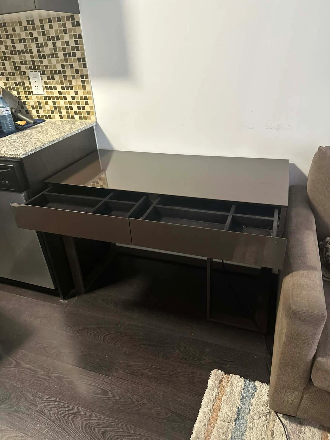 Brown Desk with Drawers - photo 2