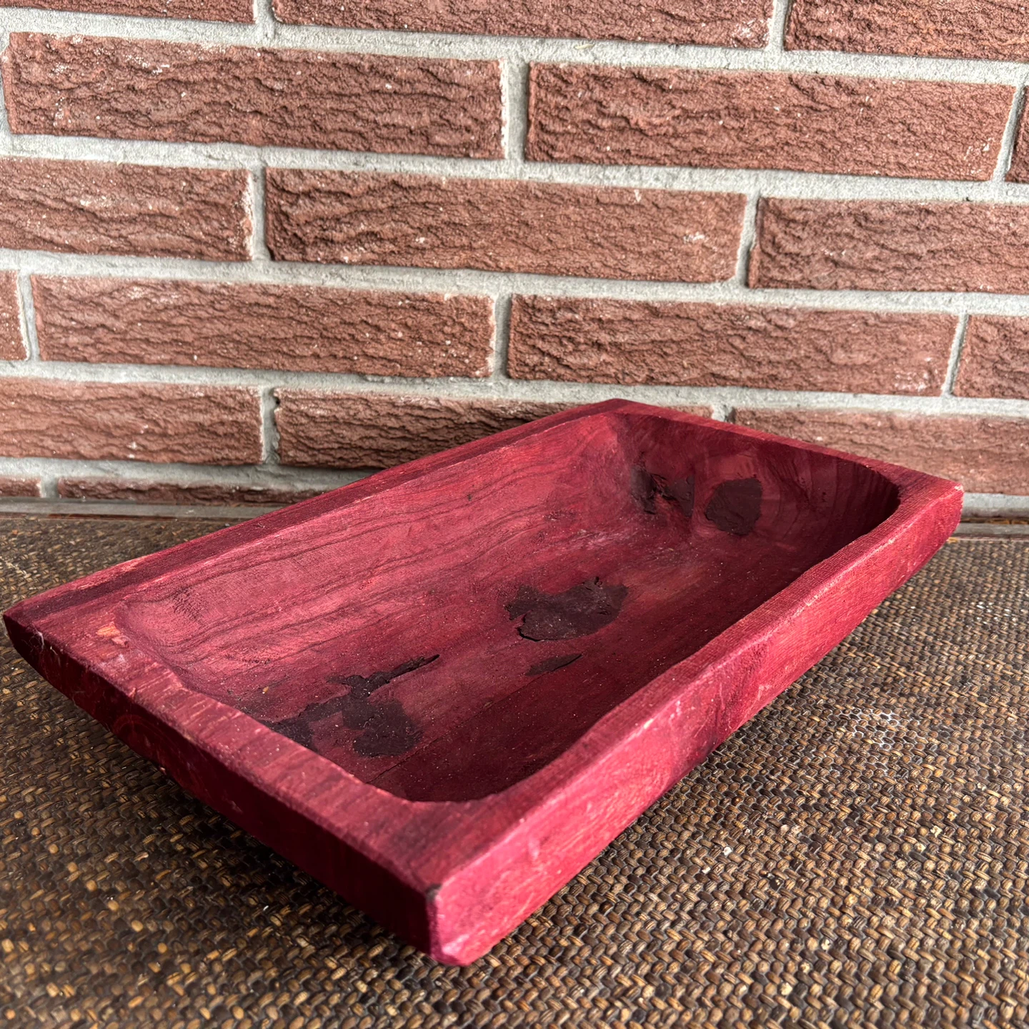 Red Wood “Dough” Bowl or Trug (decorative purposes only)