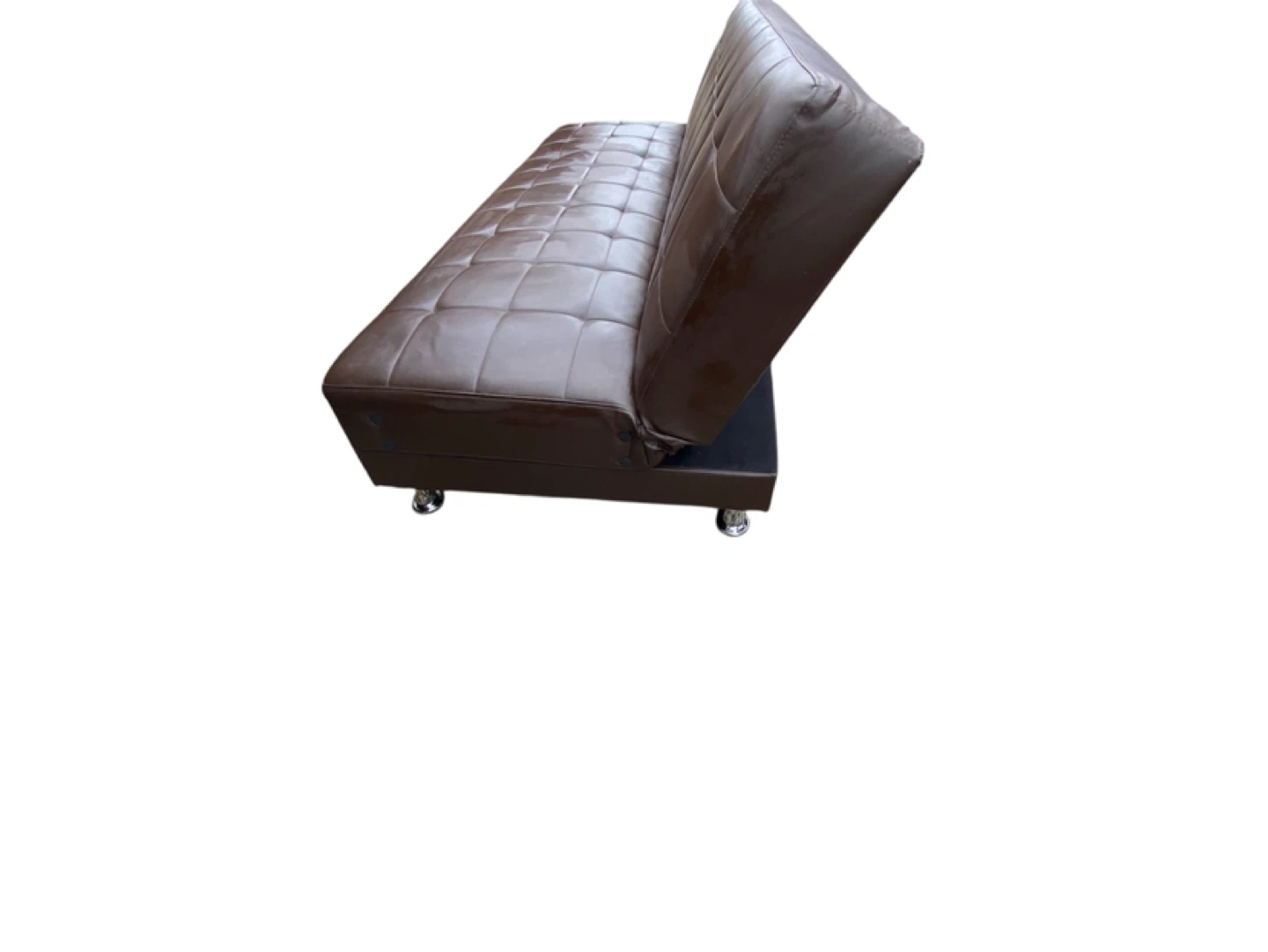 Brown Leather Futon Sofa Bed - photo 4