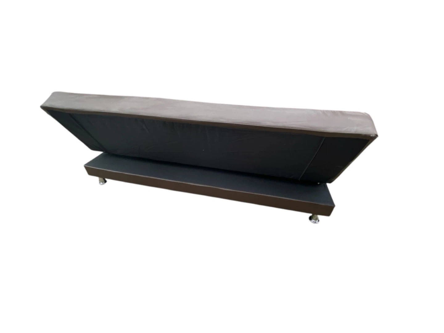 Brown Leather Futon Sofa Bed - photo 2