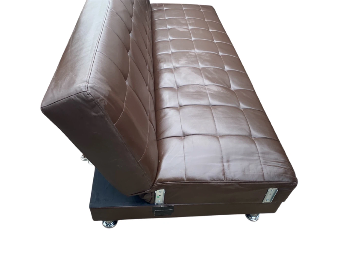 Brown Leather Futon Sofa Bed - photo 3
