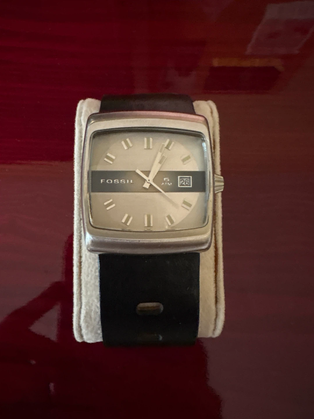 Fossil Watch with Black Leather Band