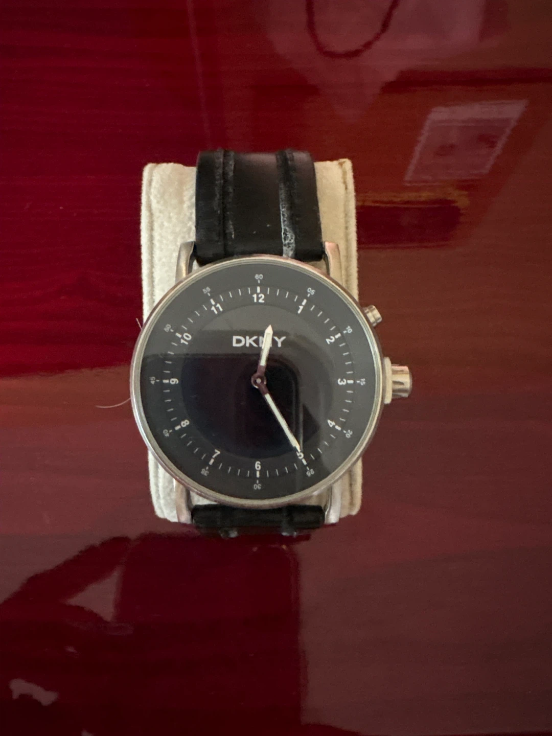 DKNY Watch with Black Leather Strap