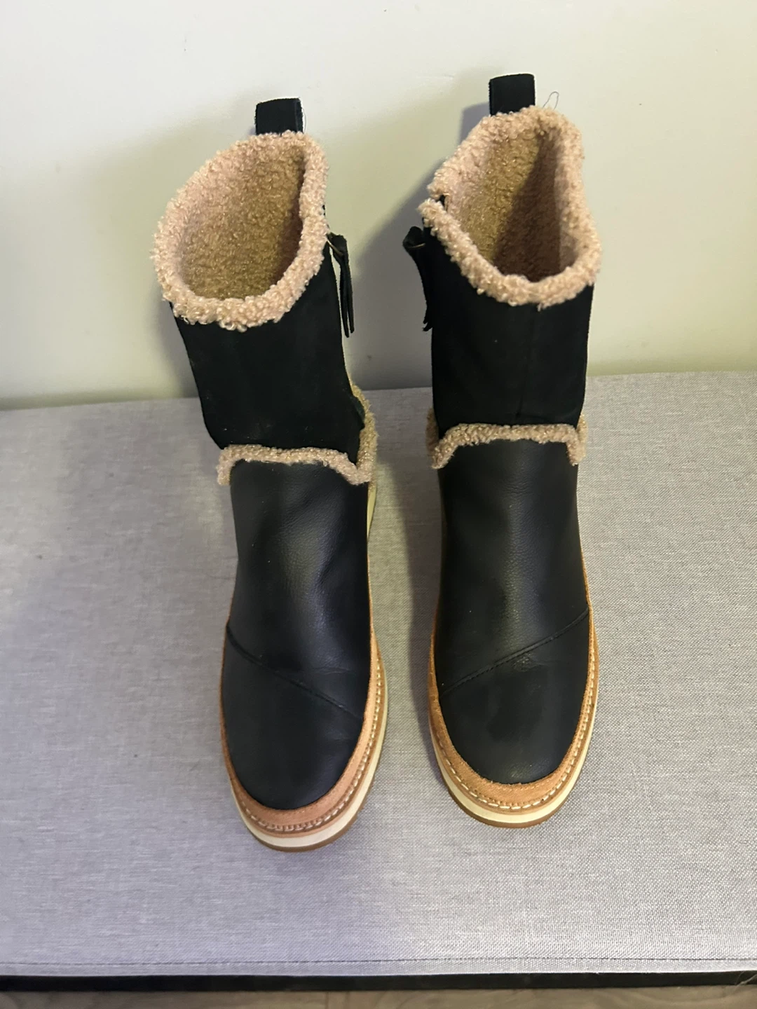 TOMS Black Suede & Leather Boots