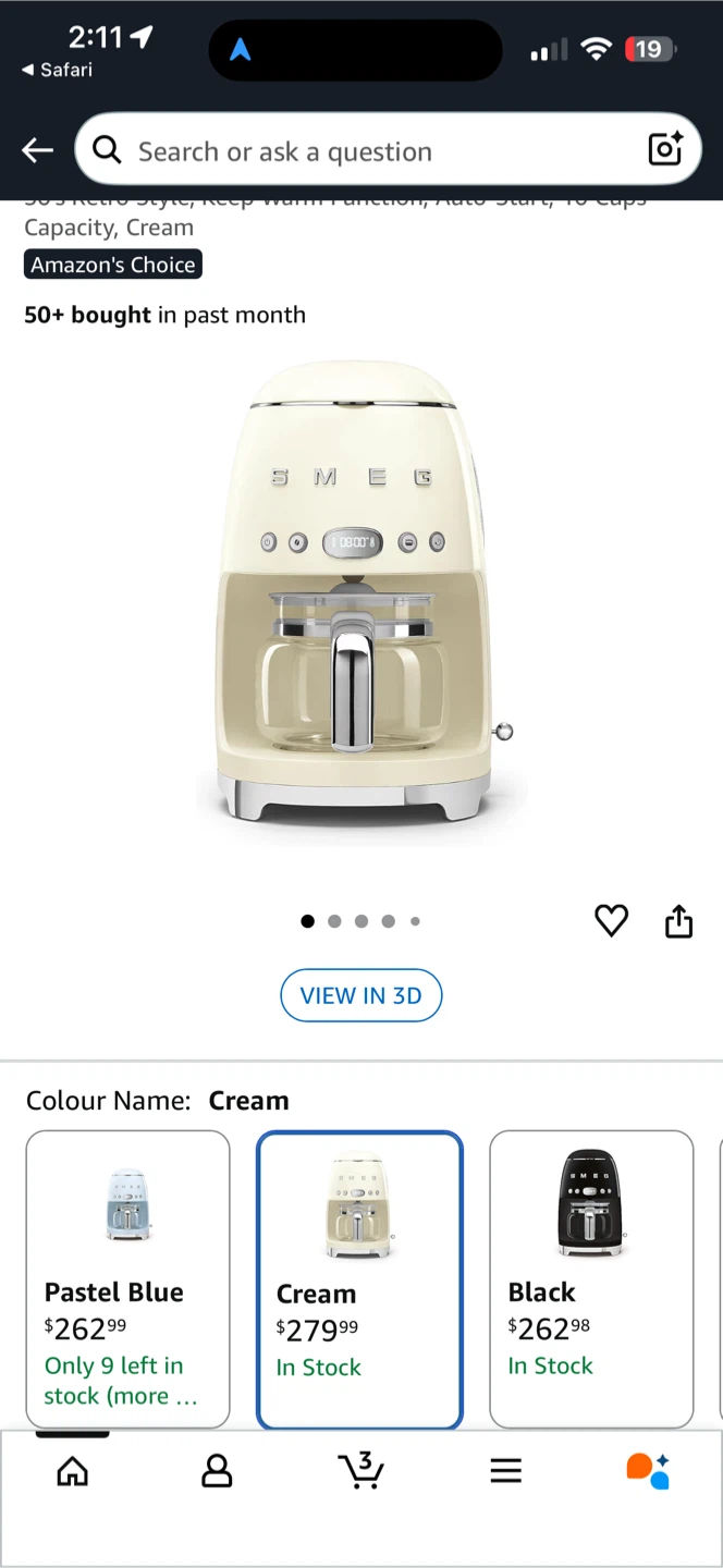 Smeg Cream Coffee Maker - Like New