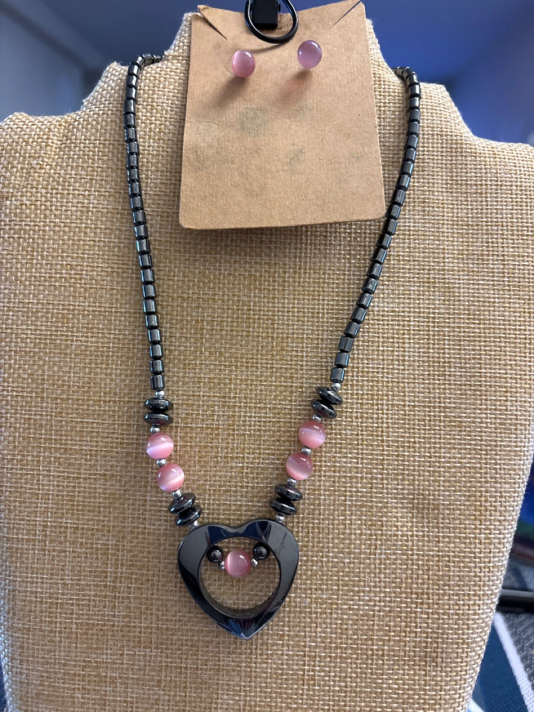 🧡Heart Necklace with Earrings Set