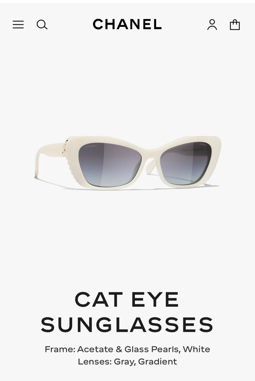 Chanel Cat Eye Sunglasses - White Frame