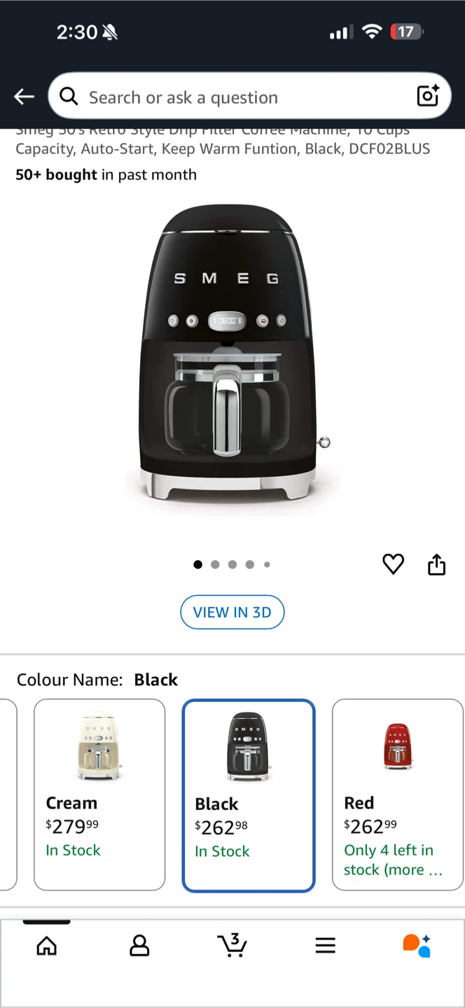 Smeg 50's Retro Coffee Maker - Black - photo 2