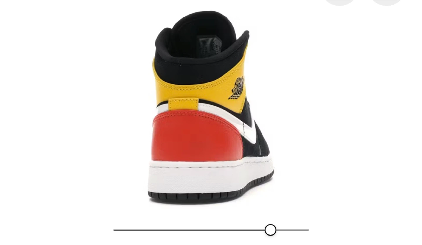 Air Jordan 1 Mid, Black/Taxi/White, Size 7 - photo 2