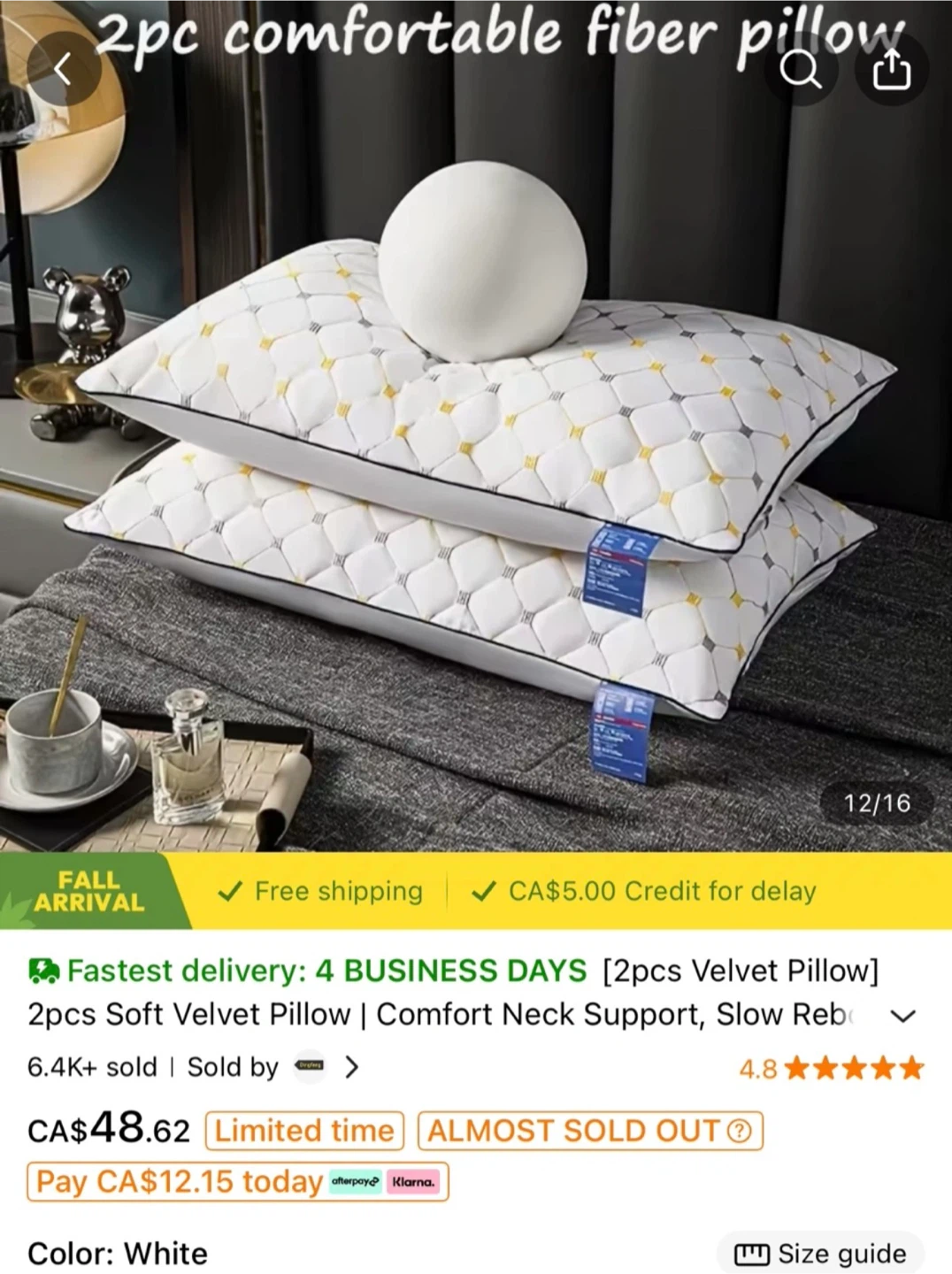 Brand new 2pcs Soft Velvet Pillow - White - photo 2