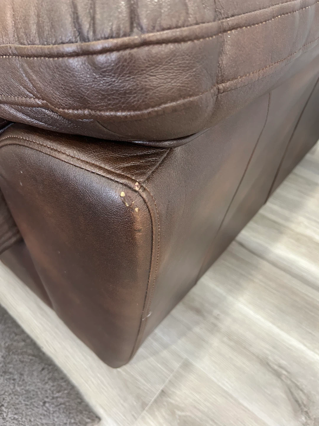 Brown Leather Sofa - photo 5